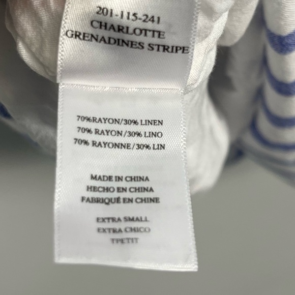 Rails Charlotte Linen Dress Grenadines Stripe Blue & White Tie Front XS Revolve - Picture 12 of 16